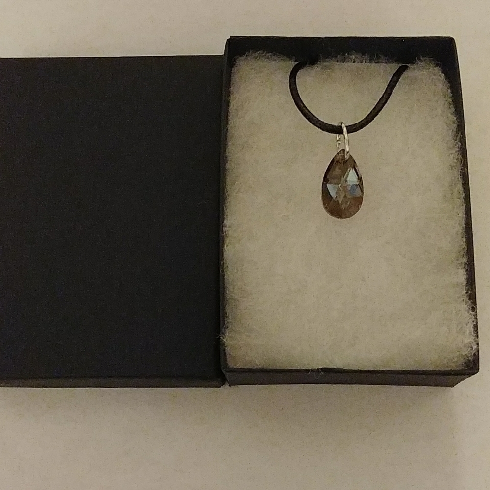 Latte Brown Crystal Teardrop Necklace - Picture 8 of 8